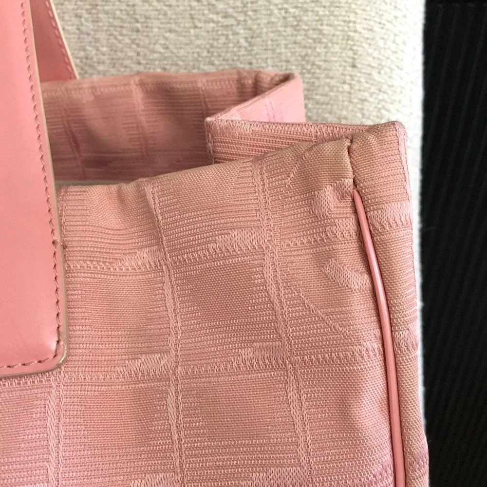 Authentic CHANEL travel line tote bag pink canvas